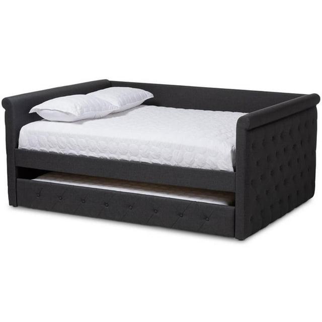 Full Alena Daybed with Trundle Dark Gray - Baxton Studio: Upholstered Bedroom Furniture, No Box Spring Needed