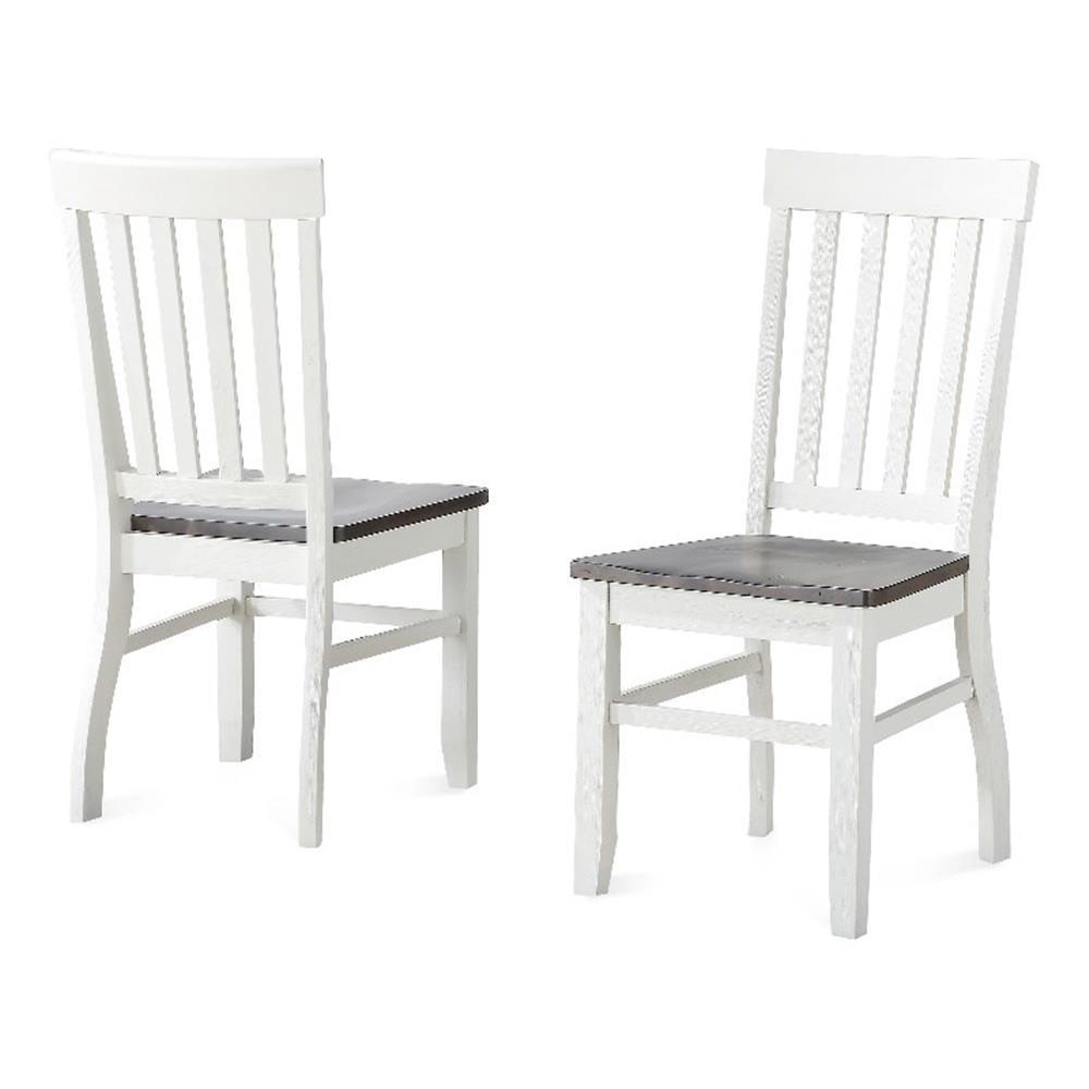 Ivory and Driftwood Slat Back Dining Side Chair Set