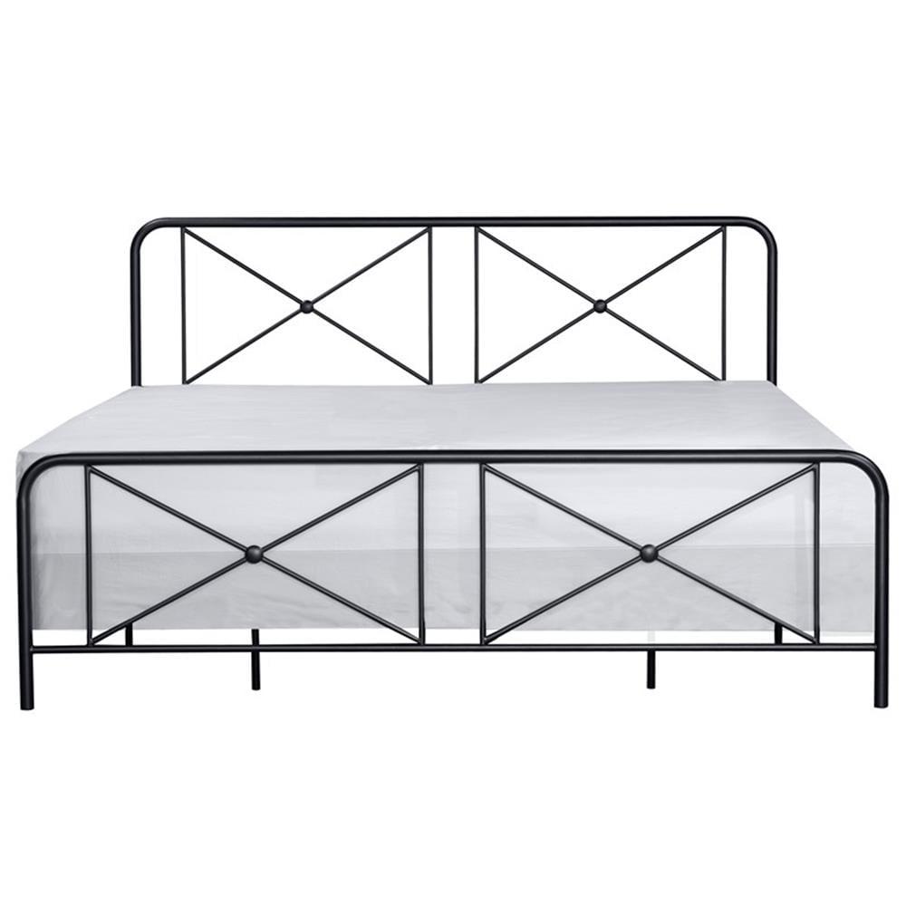 Hillsdale Furniture Williamsburg Geometric Design Metal King Bed, Black Sparkle