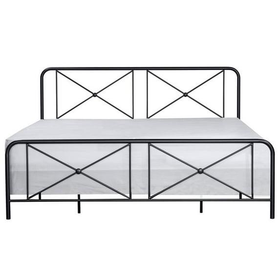 Hillsdale Furniture Williamsburg Geometric Design Metal King Bed, Black Sparkle