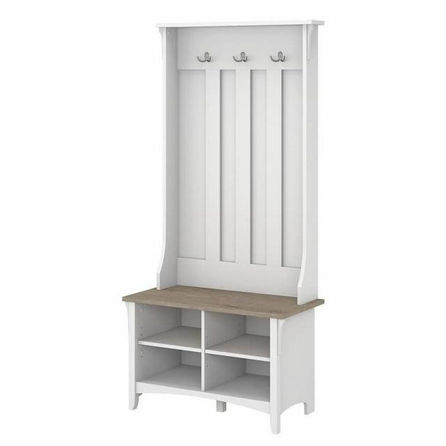 Bush Furniture Salinas Hall Tree with Storage Bench, Shiplap Gray & White