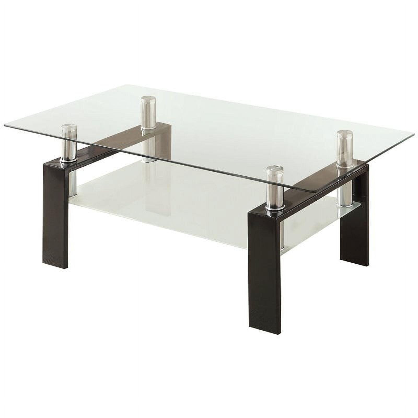 48'' Black Glass Top Rectangular Coffee Table