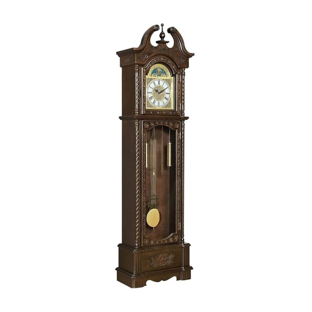 Golden Brown and Clear Traditional Grandfather Clock with Quartz Movement