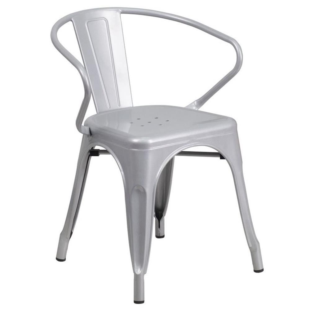 Flash Furniture Commercial Grade Silver Metal Indoor-Outdoor Stackable Chair