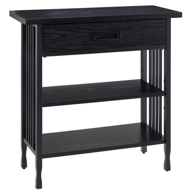 Leick Home 11261-BK Ironcraft Rustic Foyer Bookcase with Drawer Storage in Black Wash