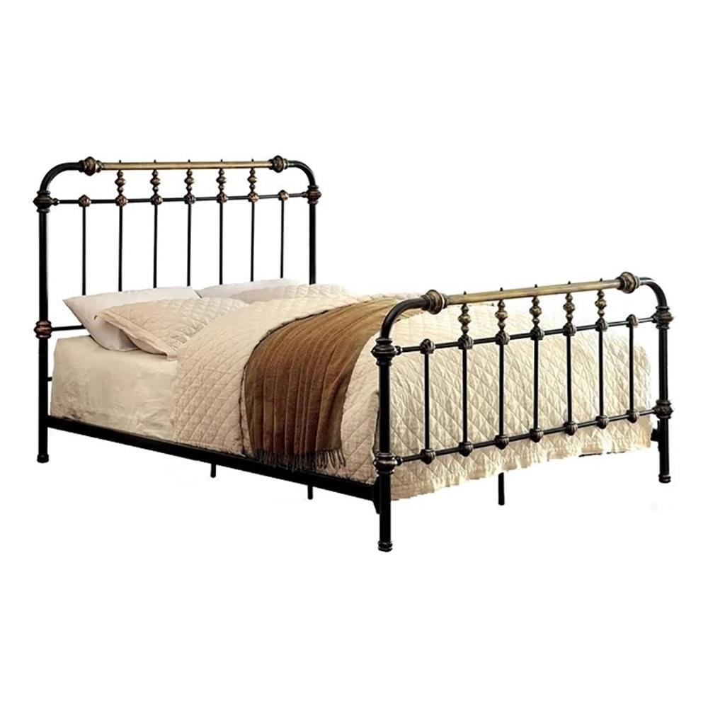 Bowery Hill King Size Spindle Bed in Metal in Black - Easy Assembly