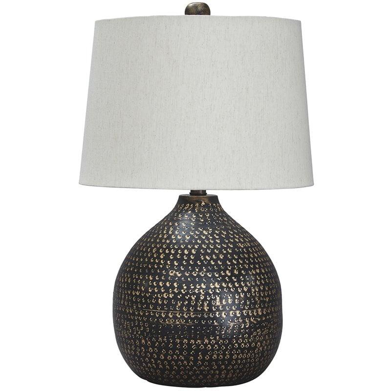 Black and Gold 25" Metal Table Lamp with Drum Shade