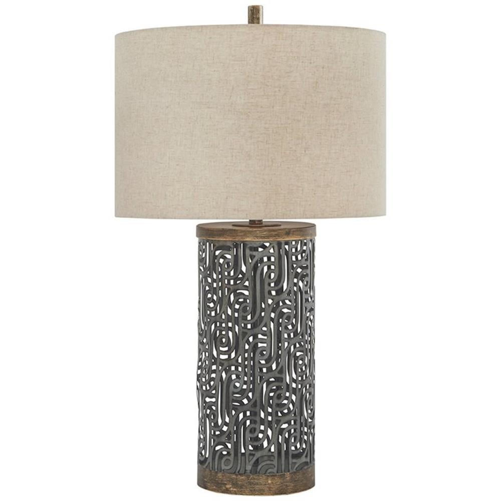 Signature Design by Ashley Contemporary Dayo Table Lamp  Gray/Gold Finish