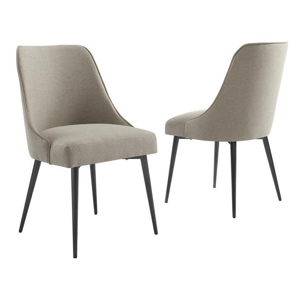 Steve Silver Olson Khaki Fabric and Dark Metal Side Chair