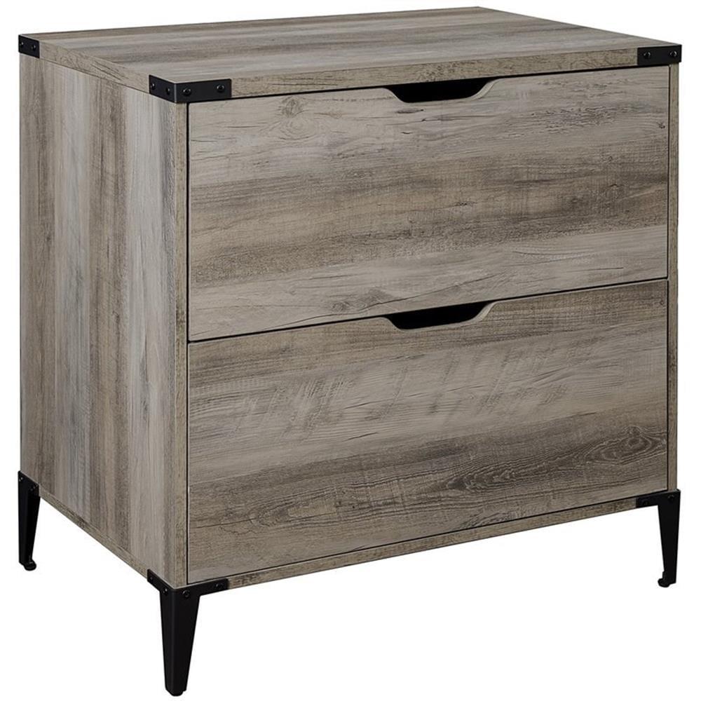 Gray Wash Modern Farmhouse 2-Drawer Legal Size Filing Cabinet