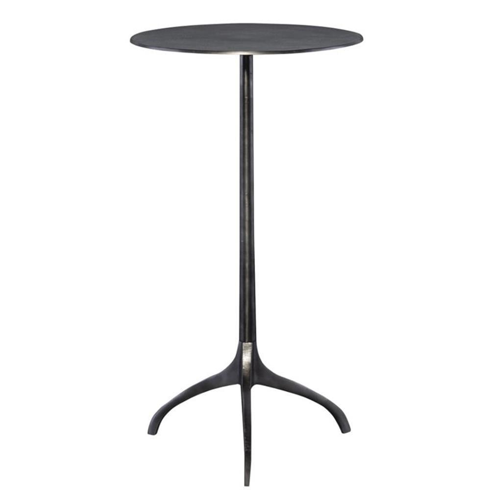 Uttermost Modern Nickel Cast Aluminum Round Accent Table 14" Wide Silver Tripod Legs Living Room Bedroom Bedside Entryway House