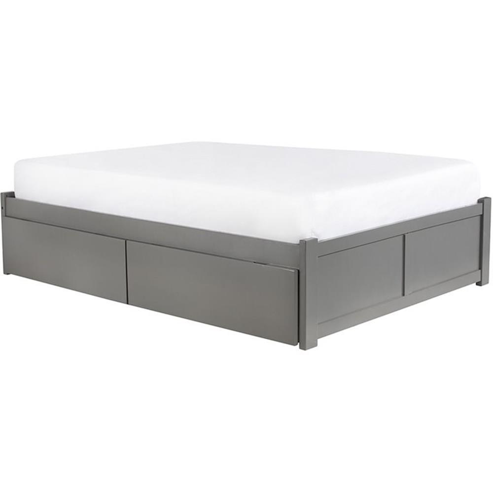 Gray King Platform Bed with Storage Drawers and USB Ports