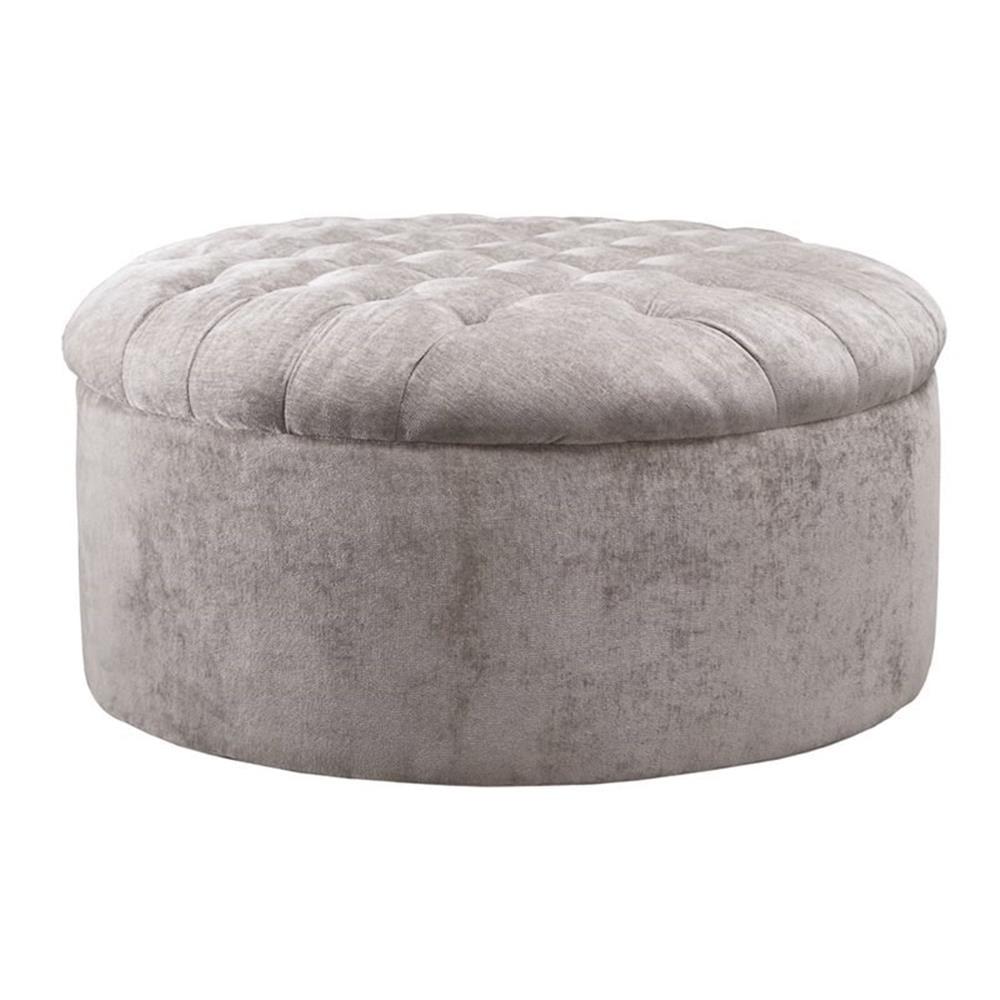 Signature Design by Ashley Contemporary Carnaby Oversized Accent Ottoman Chenille Linen