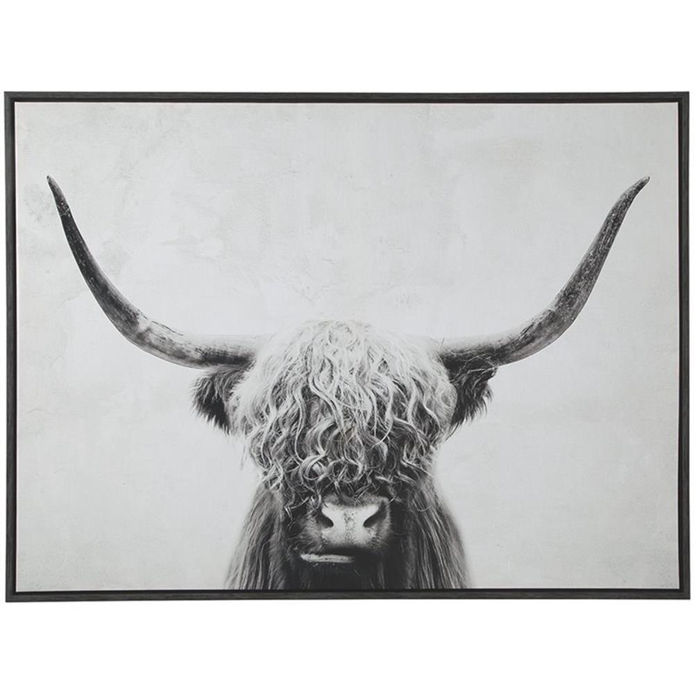 Pancho Black and White Highland Cow Canvas Wall Art