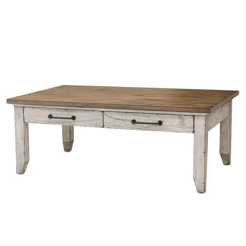 Bowery Hill Rustic Ivory and Honey Finish Cocktail Table