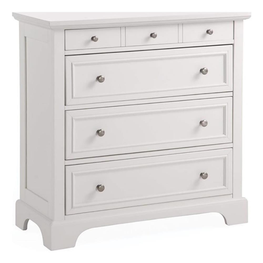 Elegant Off-White Vertical 4-Drawer Dresser with Brushed Nickel Hardware