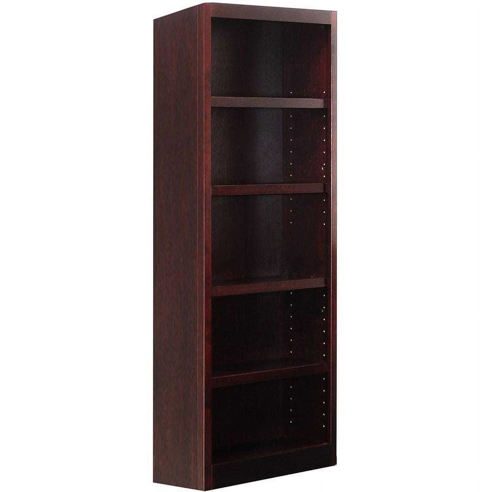 Espresso 72" Adjustable 5-Shelf Wood Bookcase with Cherry Finish