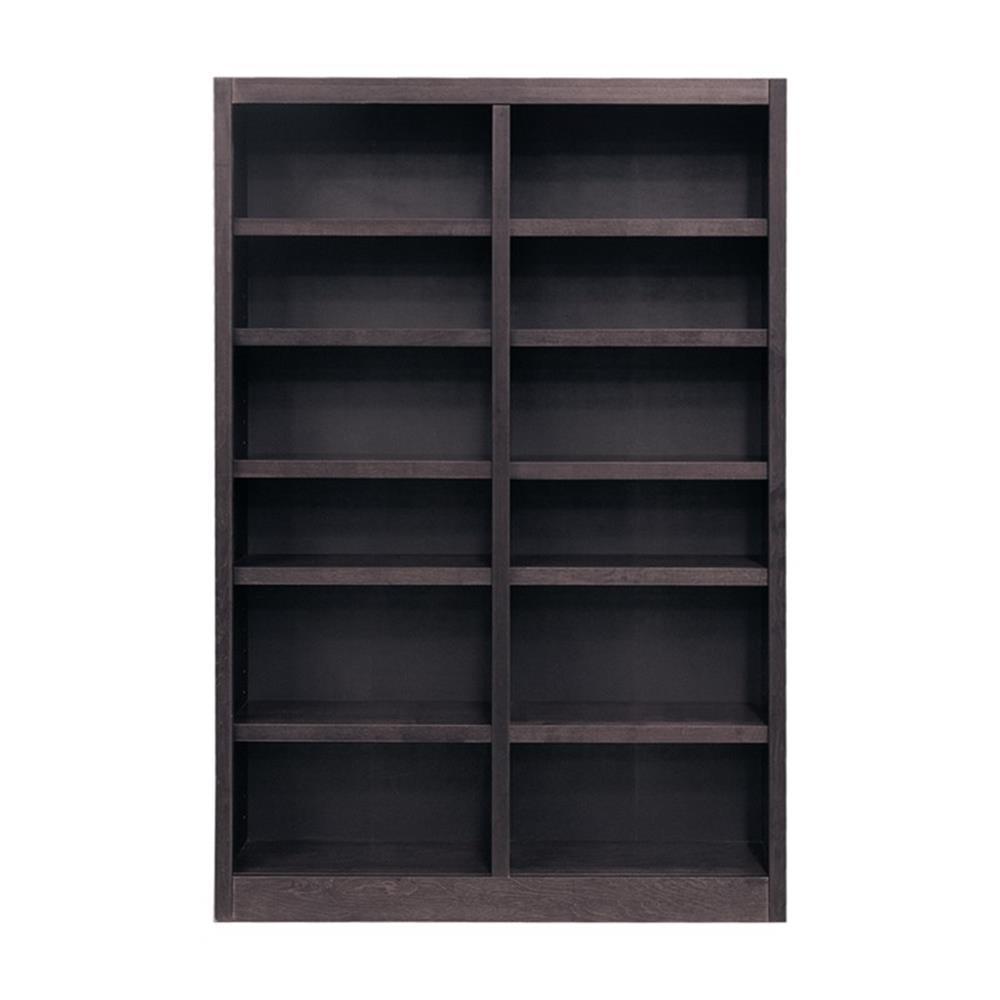 Double Wide Bookcase, Espresso Finish 12 Shelves