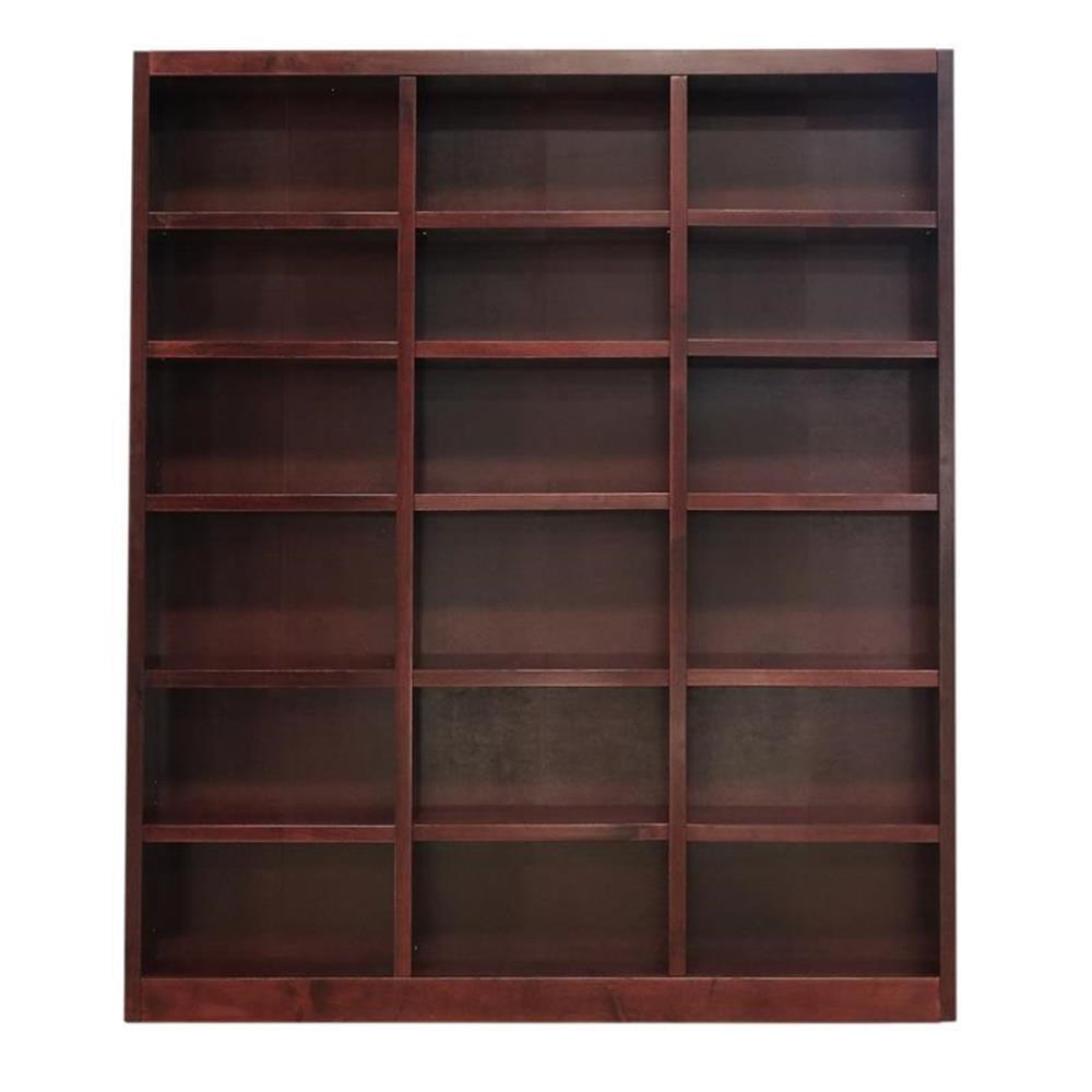 Cherry 84" Tall Triple Wide Adjustable Wood Bookcase