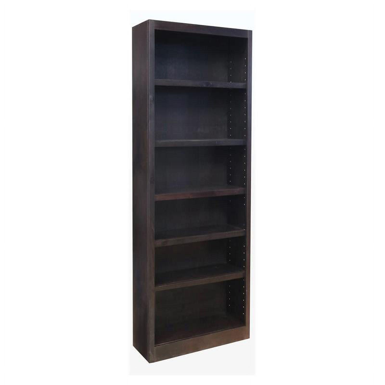 Espresso 84" Tall Adjustable Wood Bookcase with 6 Shelves