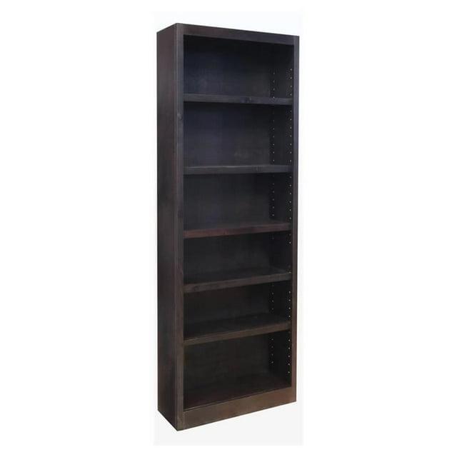 Concepts in Wood 6 Shelf Wood Bookcase, 84 inch Tall - Espresso Finish