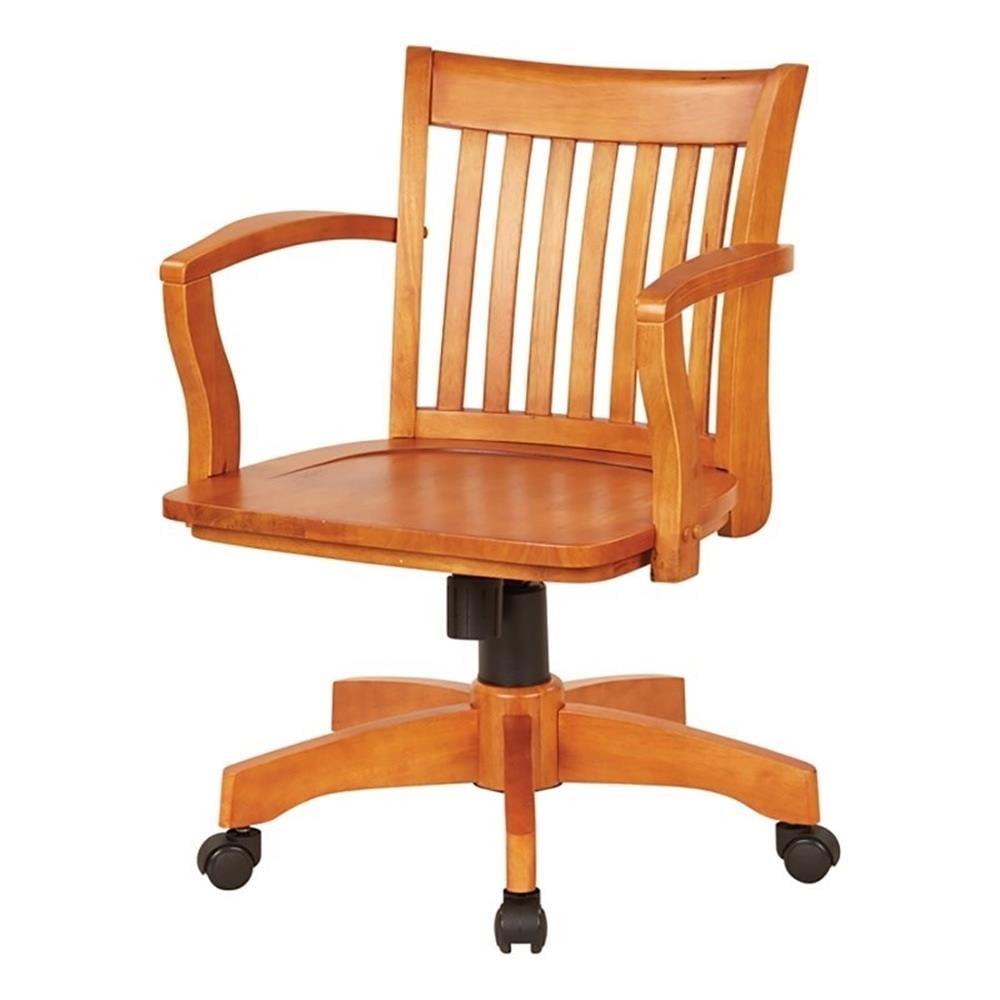 Fruitwood Traditional Office Chair with Adjustable Tilt and Wood Finish