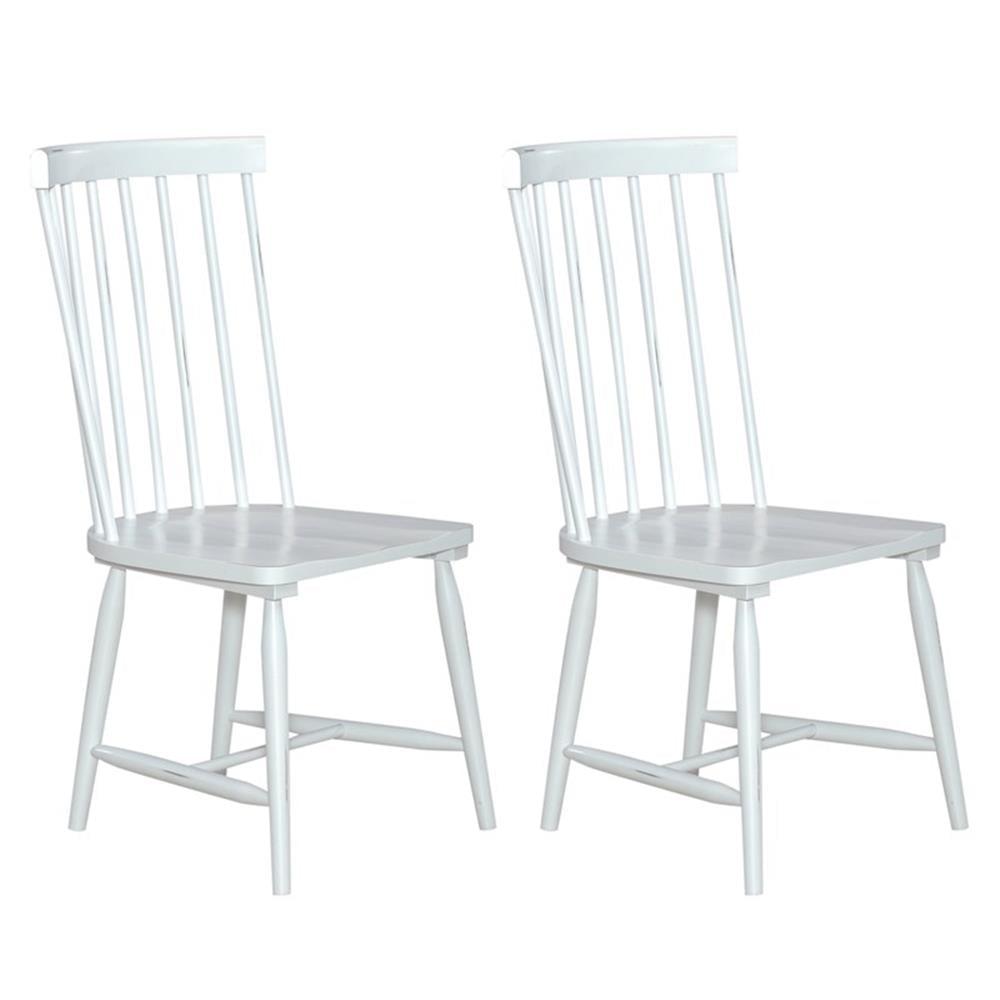 Bowery Hill Traditional Wood Cottage Spindle Back Side Chair - White - Set of 2