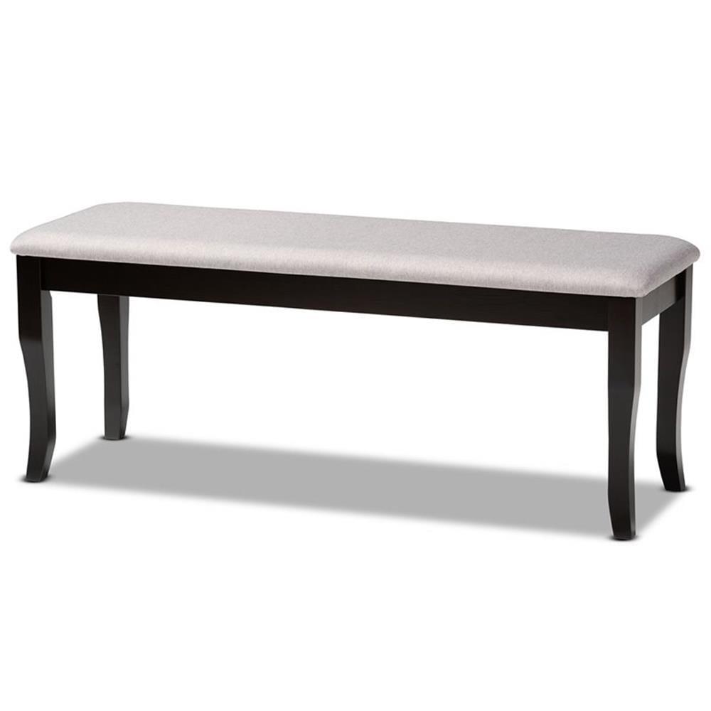 Charlton Home® Gethyn Grey Fabric Upholstered Bench With Dark Brown Finished Wood, 18.9'' H X 47.8'' W X 16.1'' D
