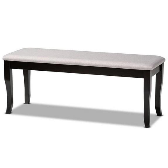 Charlton Home® Gethyn Grey Fabric Upholstered Bench With Dark Brown Finished Wood, 18.9'' H X 47.8'' W X 16.1'' D