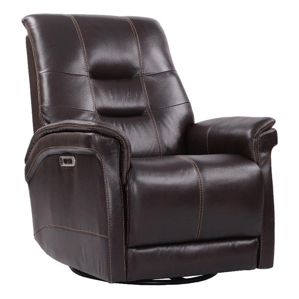 Verona Coffee Leather Swivel Recliner with Hardwood Frame