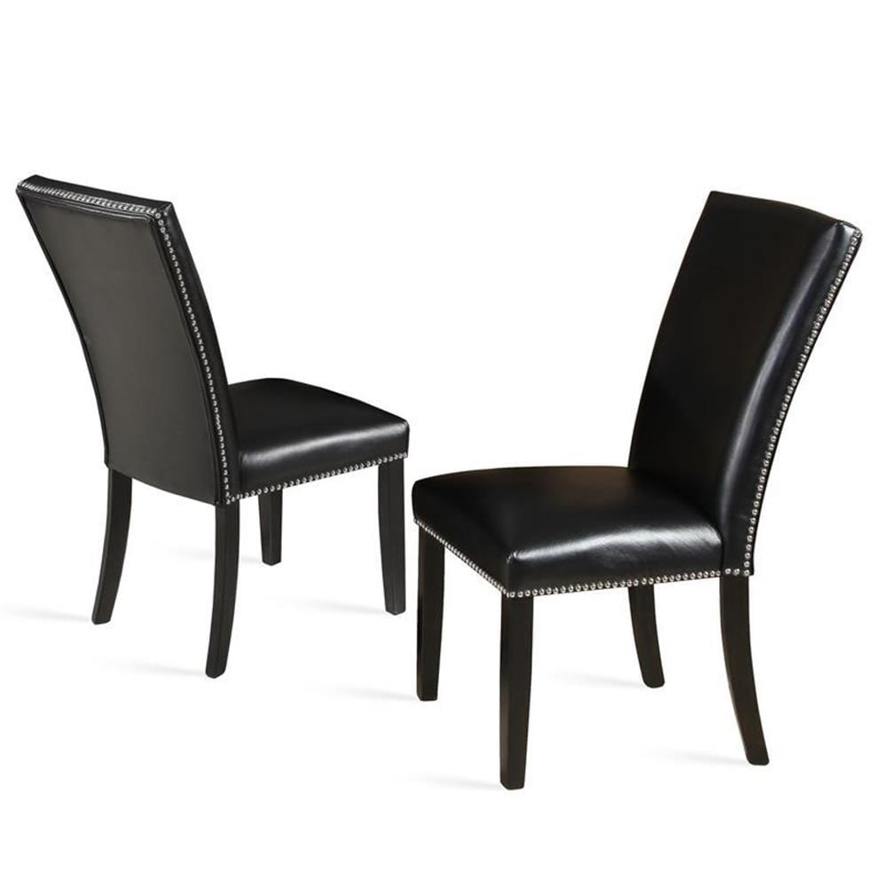 Bowery Hill Transitional Upholstery Side Chair in Black Finish (Set of 2)