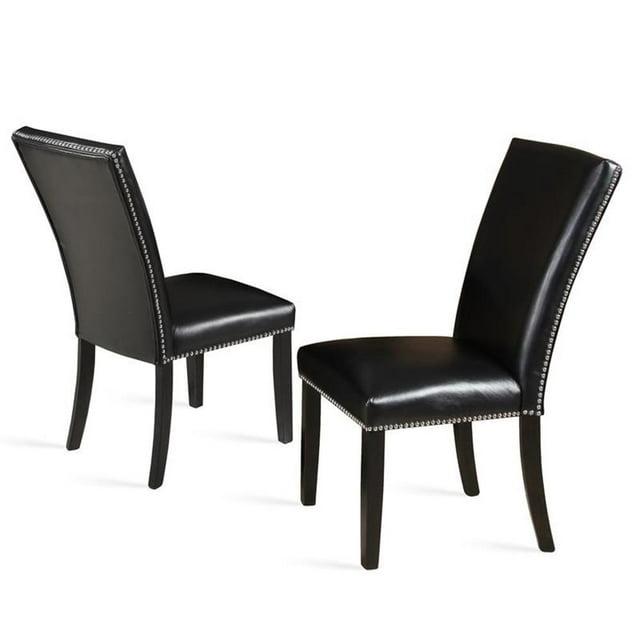 Bowery Hill Transitional Upholstery Side Chair in Black Finish (Set of 2)