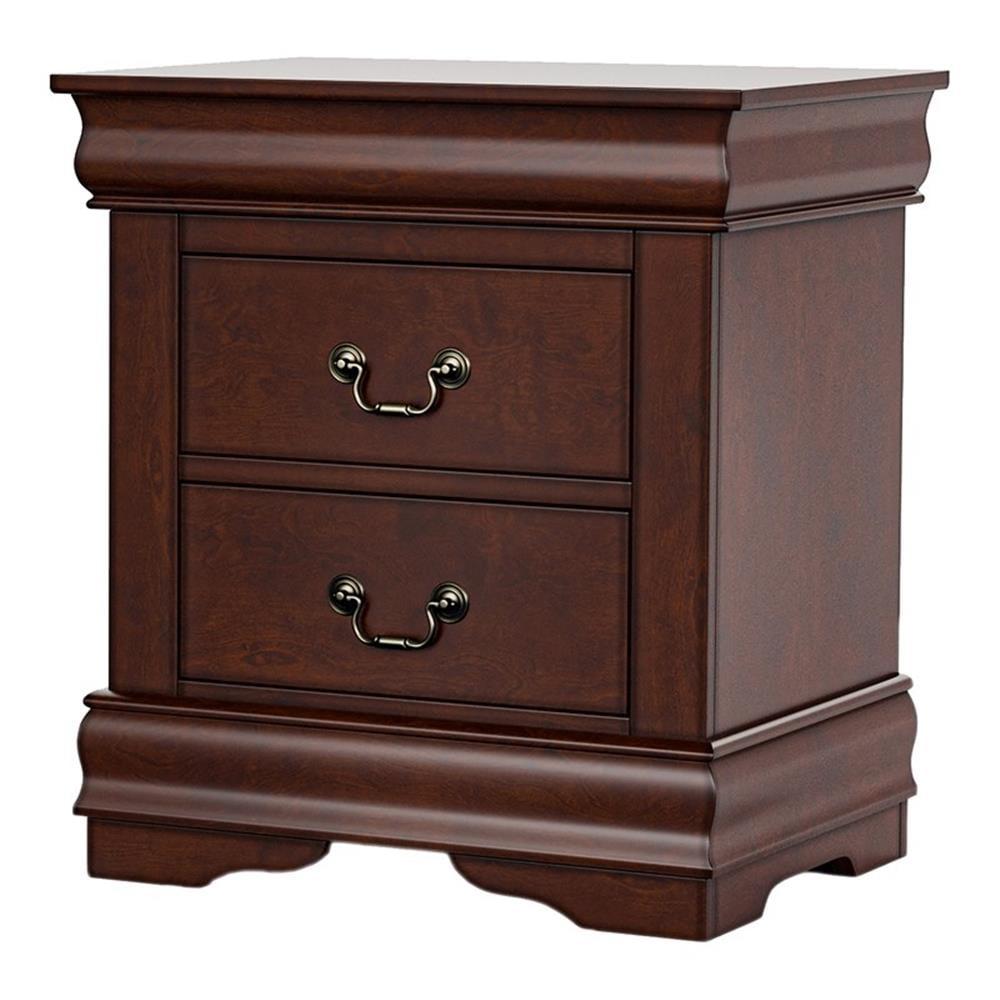 Bowery Hill Transitional Wood 2-Drawer Nightstand in Cherry Finish