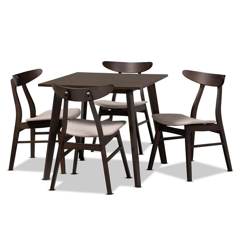 5pc Britte Fabric Upholstered Wood Dining Set  - Baxton Studio