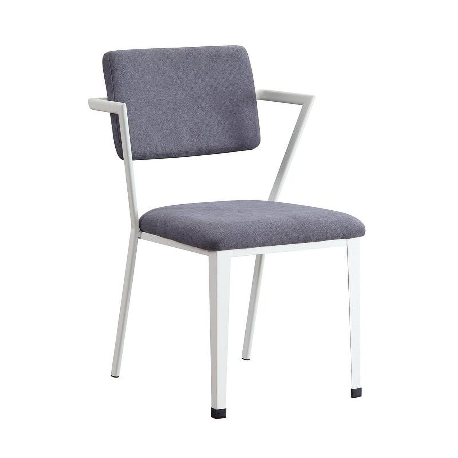 Gray Fabric and White Metal Upholstered Side Chair