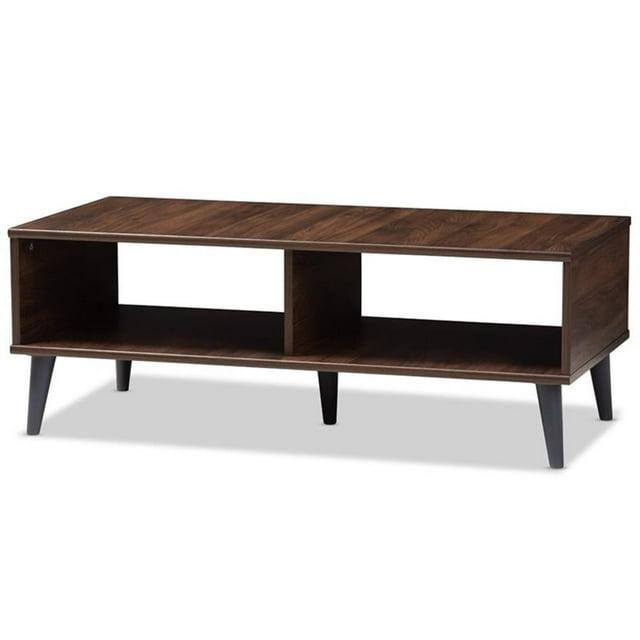 Pierre Coffee Table Dark Brown/Gray - Baxton Studio: Mid-Century Modern Storage, Tapered Legs