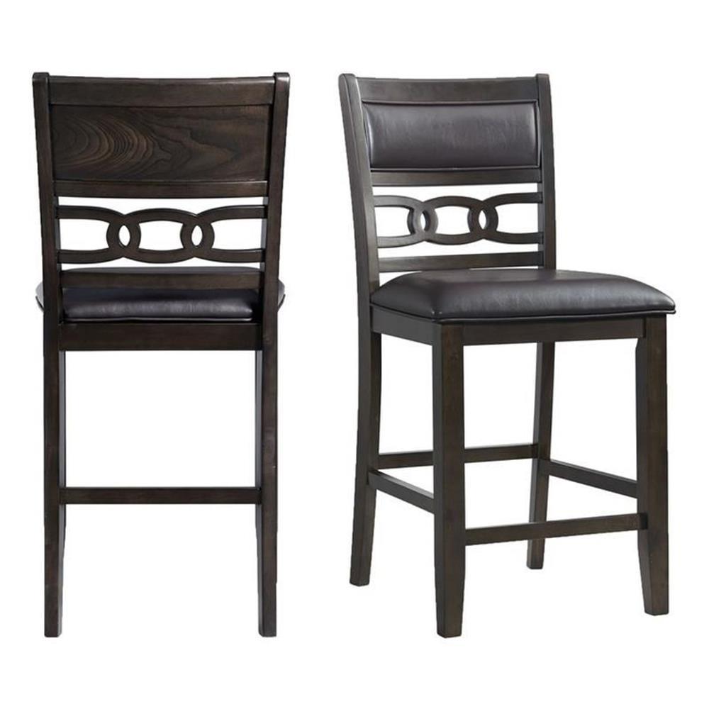 Set of 2 Taylor Counter Height Barstools Faux Leather Walnut - Picket House Furnishings