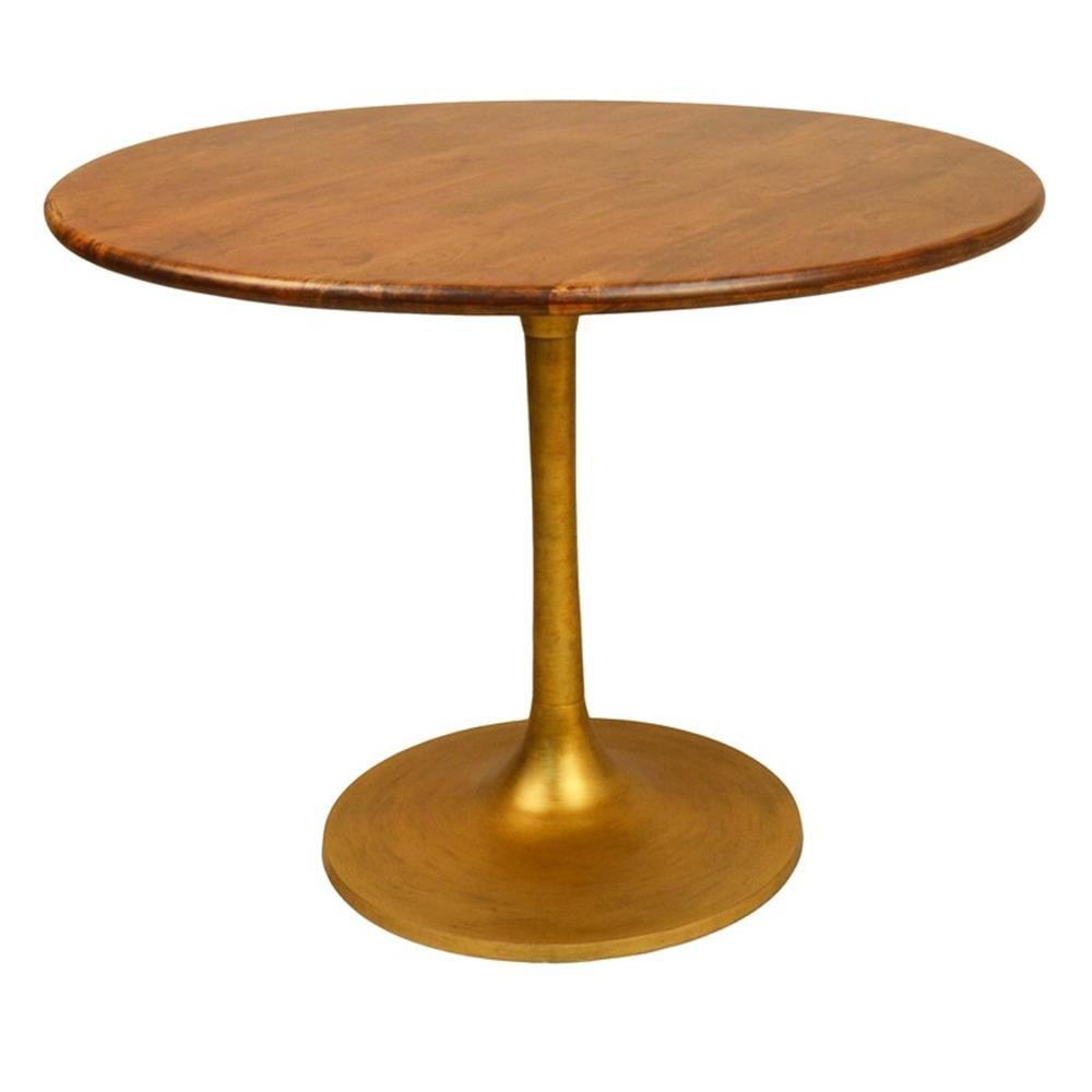 Carolina Classics Alden Wood Top 40" Round Dining Table in Elm and Antique Gold