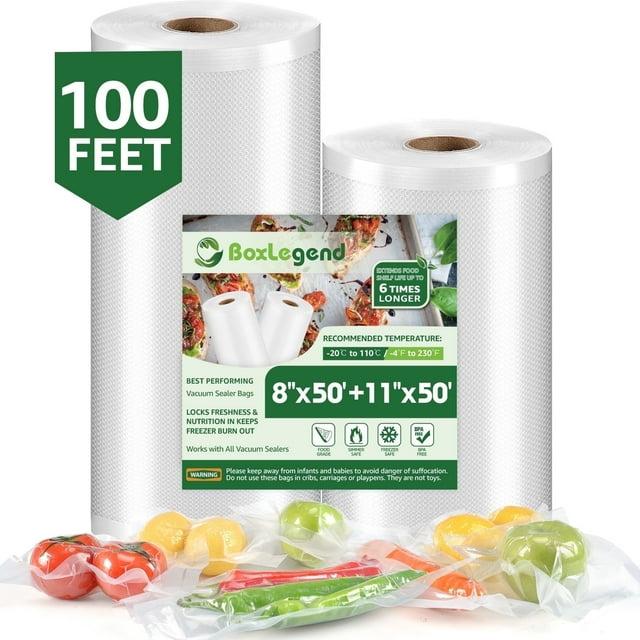 BoxLegend Vacuum Sealer Bags, 8''x50' Food Vacuum Heat-Seal Rolls Vacuum Sealed Bags, Clear