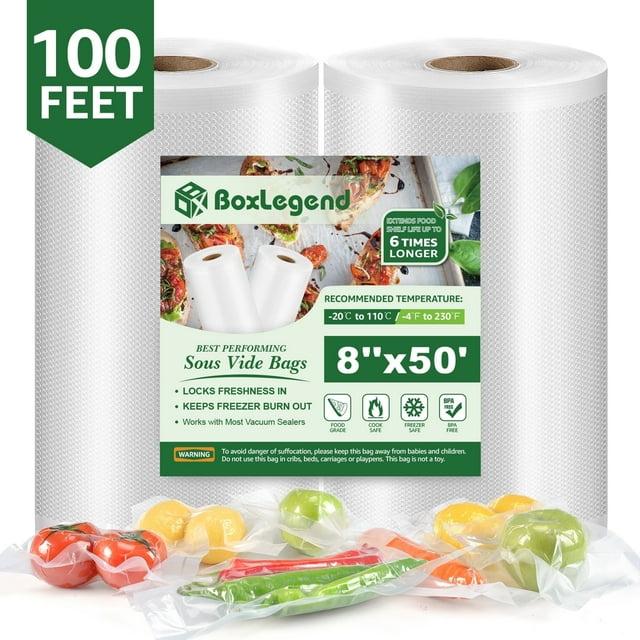 BoxLegend Vacuum Sealer Bags, 8''x50' Food Vacuum Heat-Seal Rolls Vacuum Sealed Bags, Clear