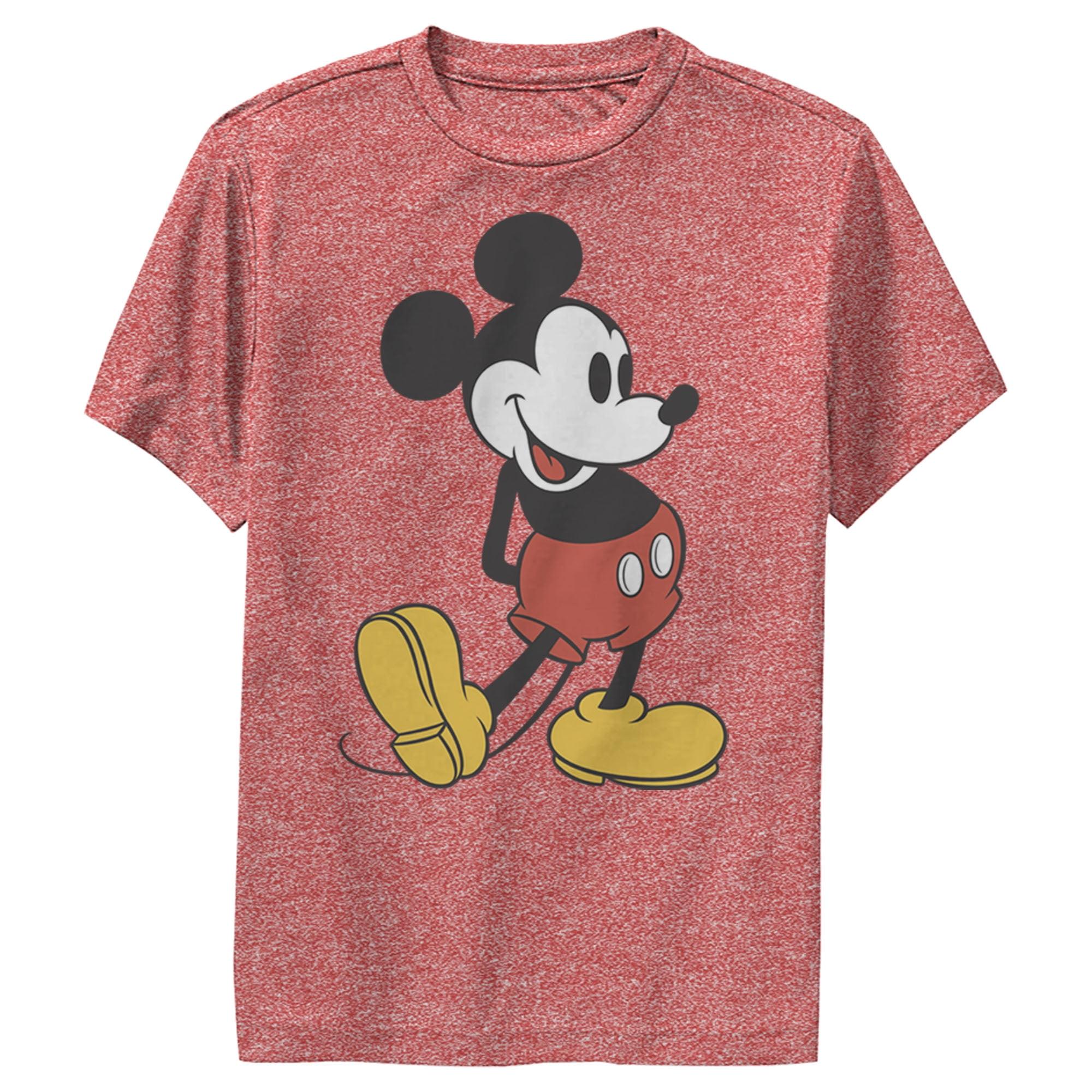 Boy's Disney Mickey Mouse Large Pose  Performance Tee - Red Heather - Small