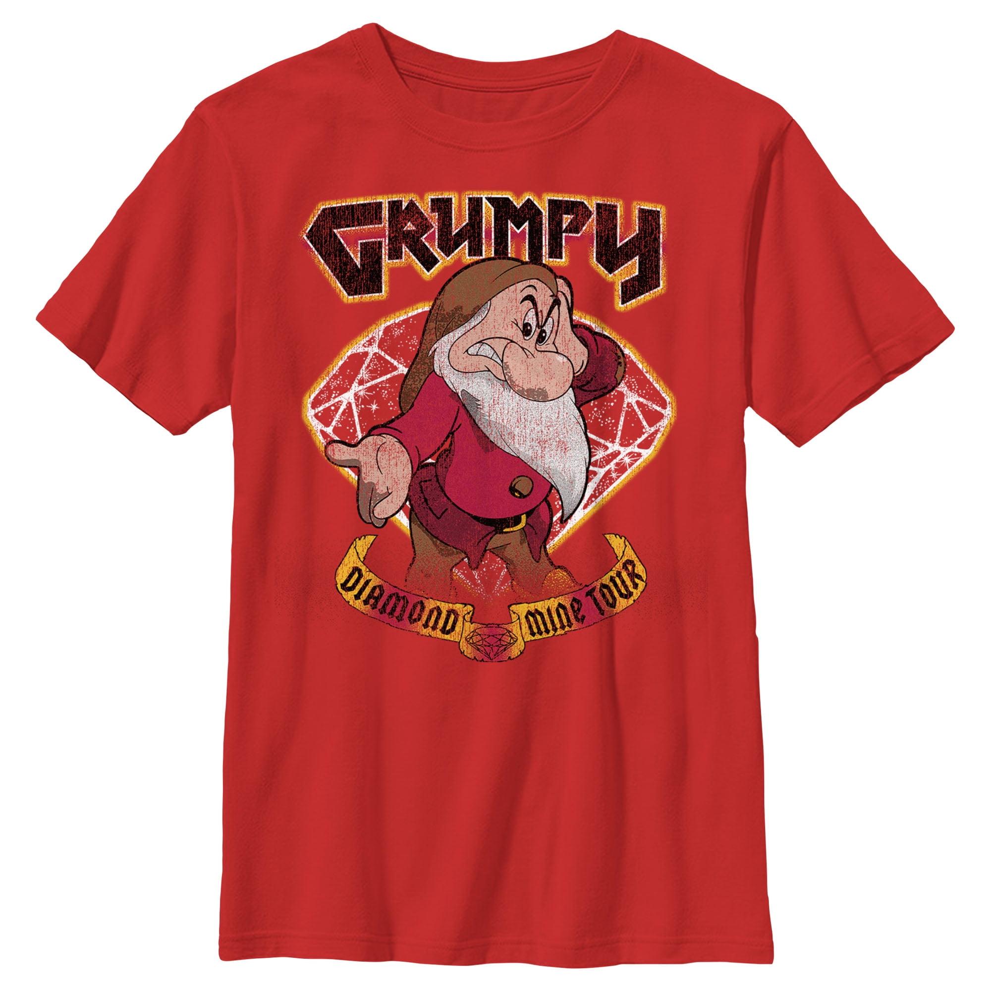 Boy's Snow White and the Seven Dwarfs Grumpy Diamond Mine Tour  T-Shirt - Red - Large