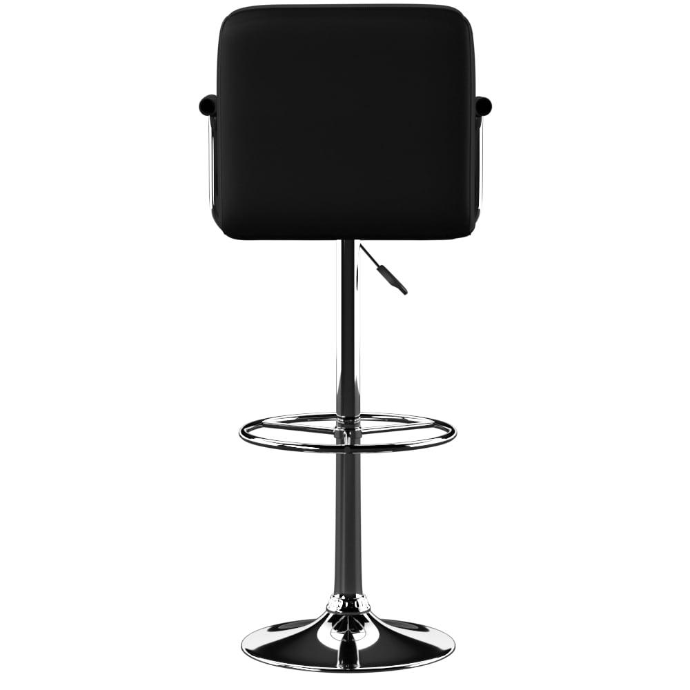 Black Faux Leather Adjustable Swivel Bar Stool with Chrome Base