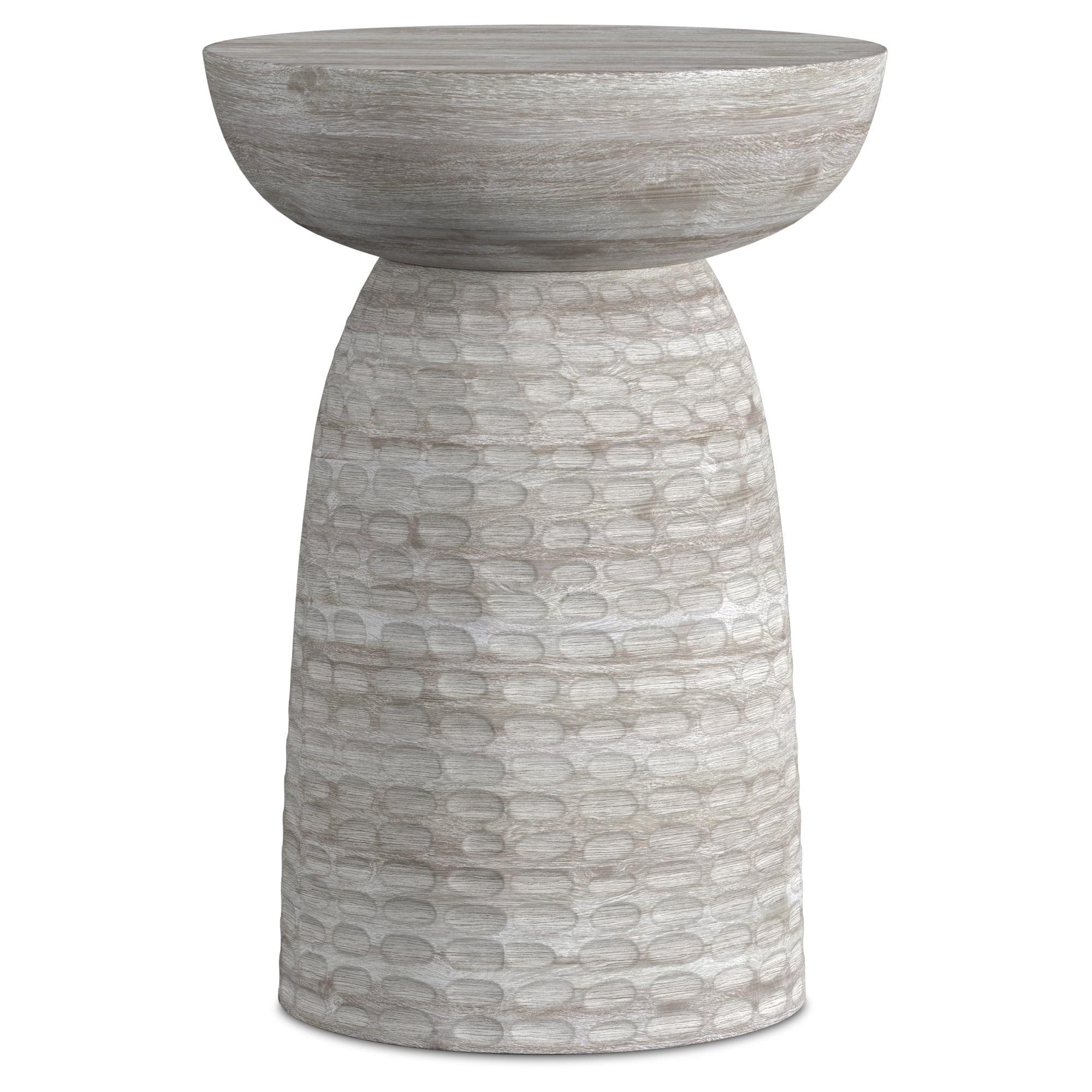 Simpli Home Boyd Solid Mango Wood Pedestal Accent End Table