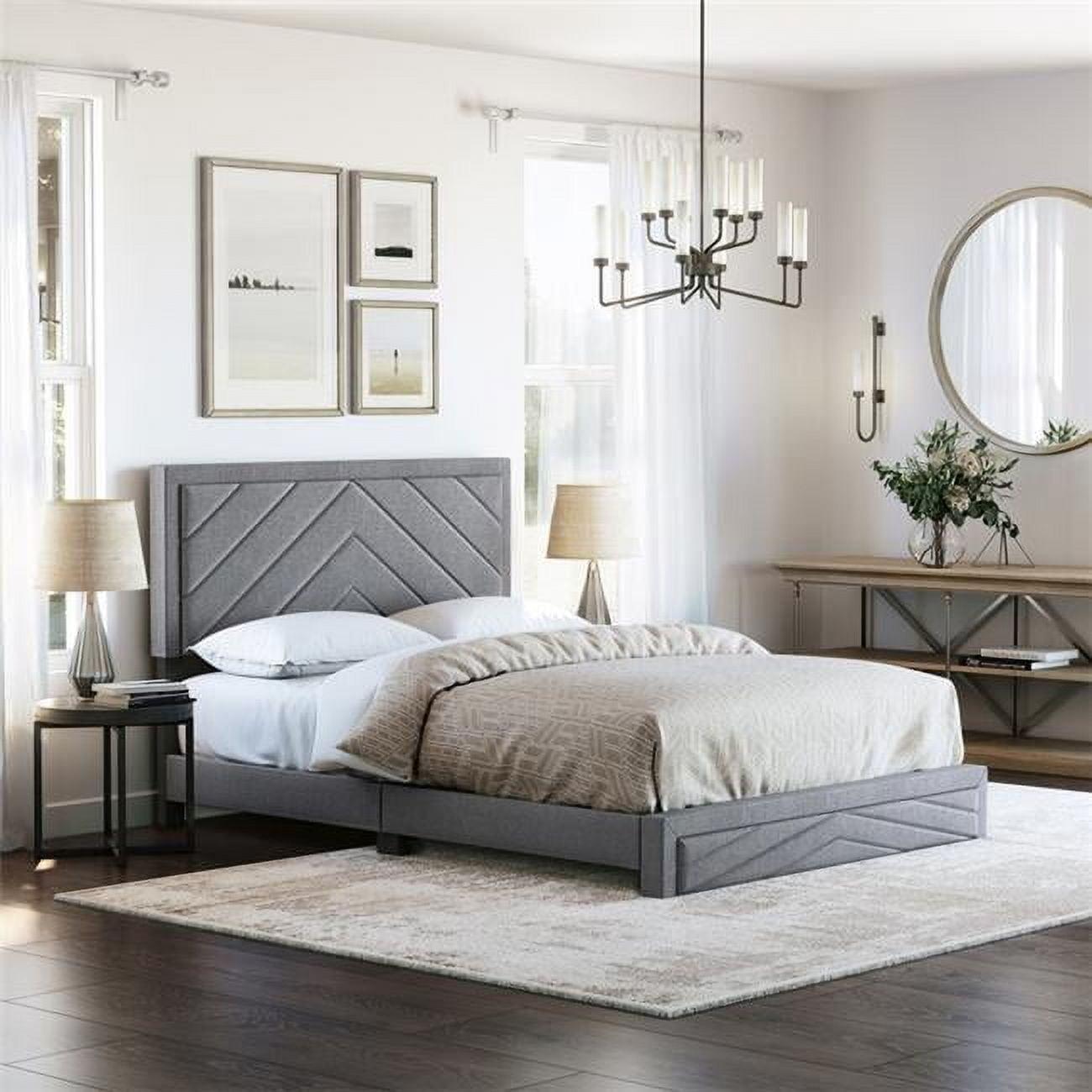 Boyd Sleep Barcelona Linen or Faux Leather Upholstered Platform Bed Frame with Adjustable Headboard, Heavy Duty Slat Support System, No Box Spring Required - Boyd Sleep