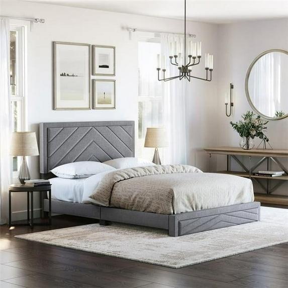 Boyd Sleep Barcelona Linen or Faux Leather Upholstered Platform Bed Frame with Adjustable Headboard, Heavy Duty Slat Support System, No Box Spring Required - Boyd Sleep