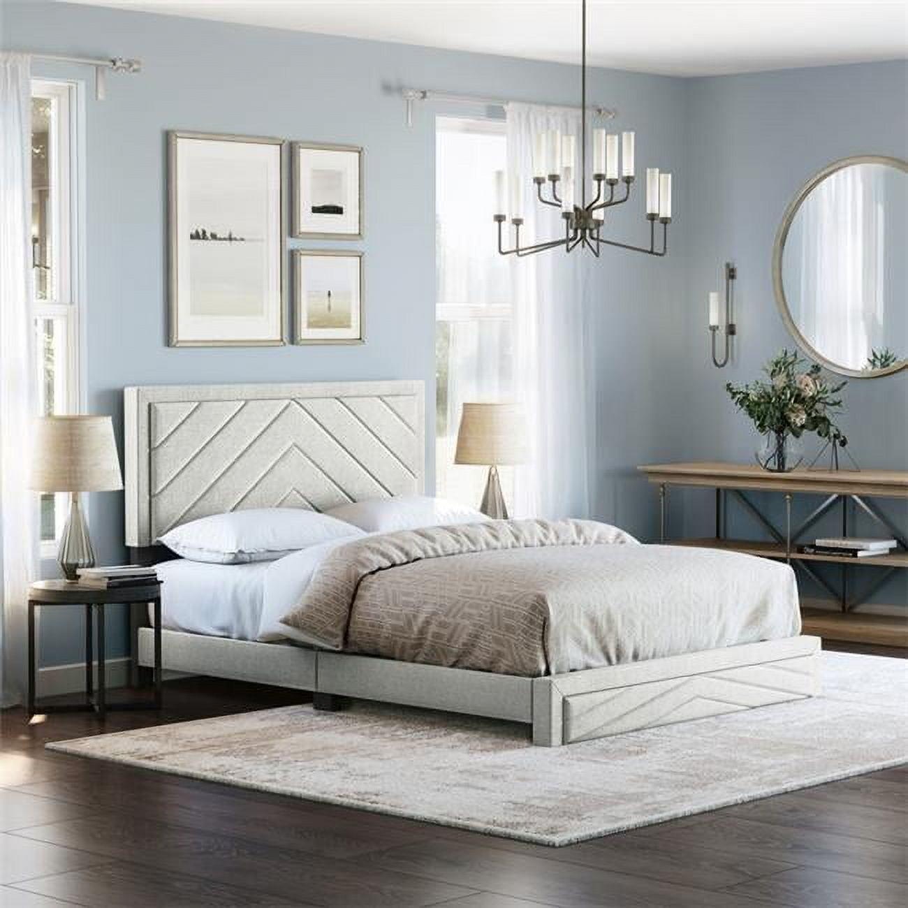 Boyd Sleep Barcelona Linen or Faux Leather Upholstered Platform Bed Frame with Adjustable Headboard, Heavy Duty Slat Support System, No Box Spring Required - Boyd Sleep