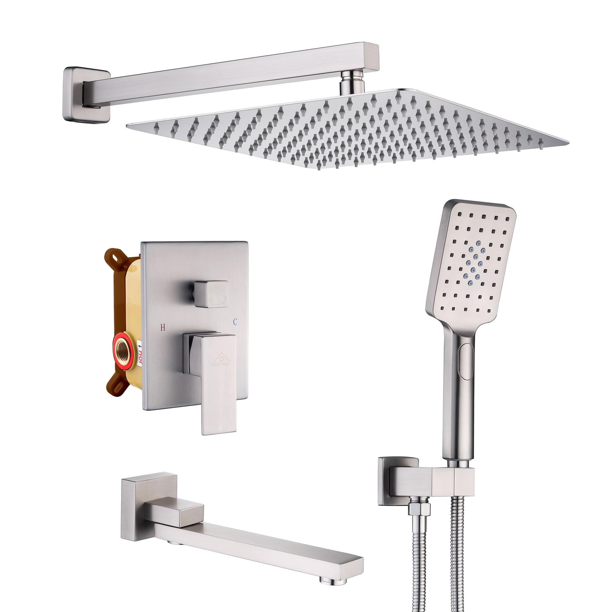 3 Function Wall Mount Complete Rainfall Shower System with 3 Setting Handheld and Tub Spout