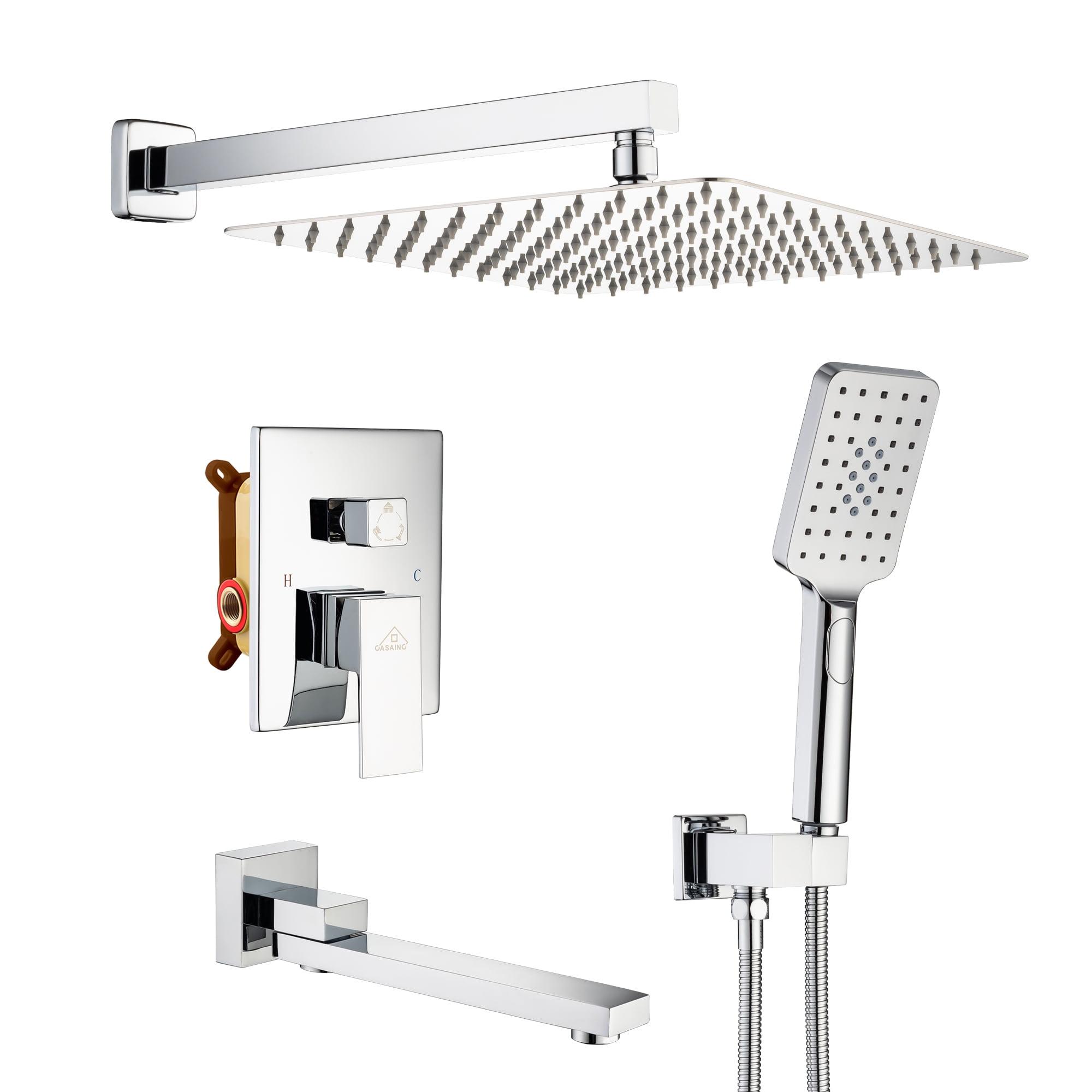 3 Function Wall Mount Complete Rainfall Shower System with 3 Setting Handheld and Tub Spout