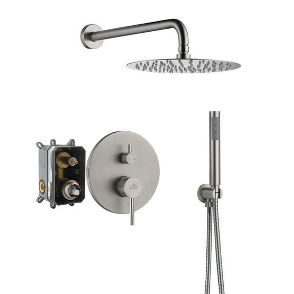 Pressure-Balanced Complete Shower System with 10-Inch Rain Shower Head, Handheld, Rough-in Valve
